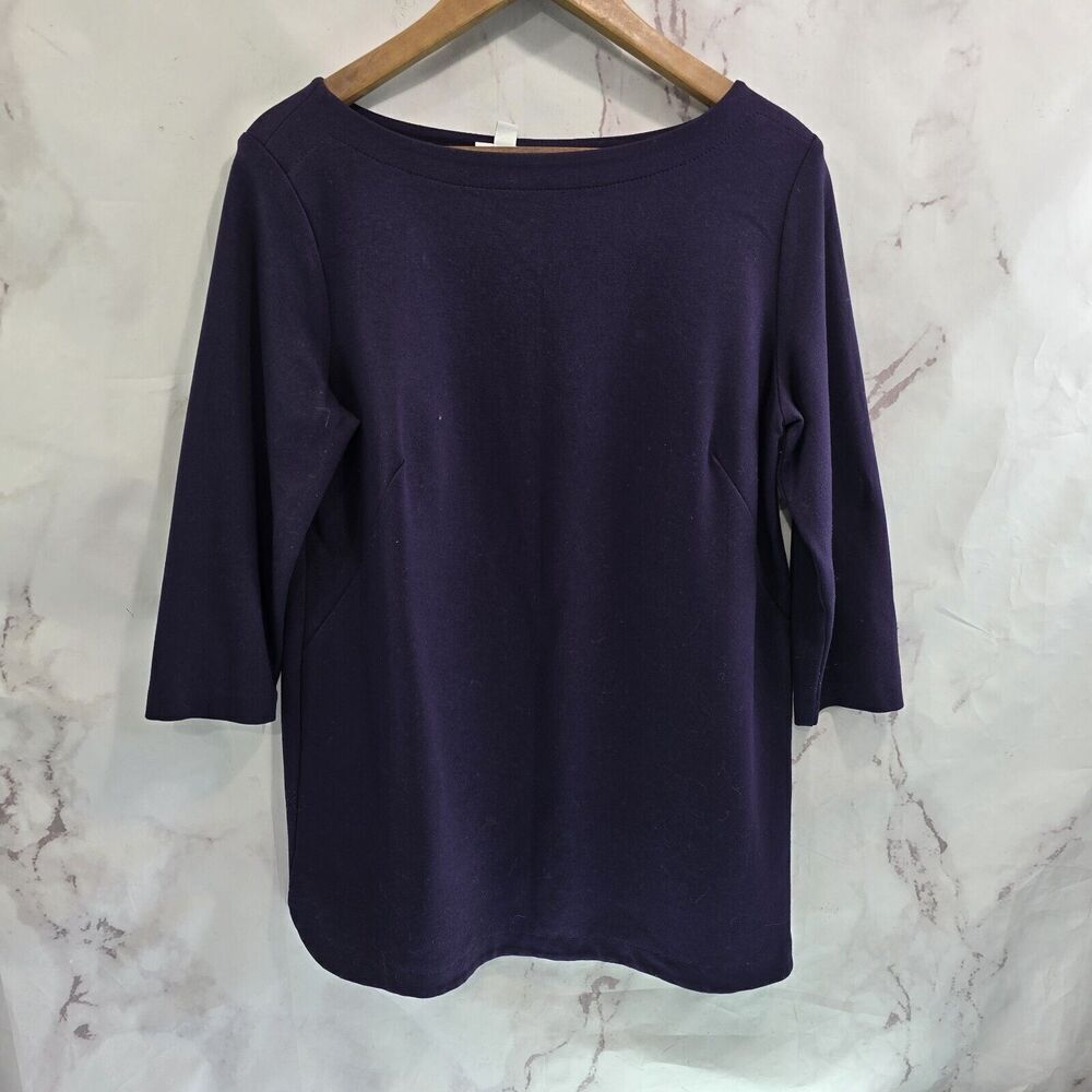 J Jill Top Womens Medium Purple Ponte Long Sleeve Heavyweight Shirt Eggplant